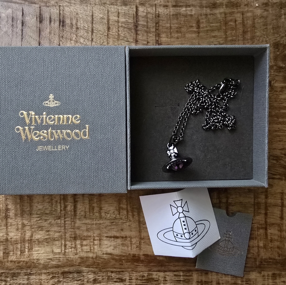 Vivienne Westwood Silver and Black Orb Necklace